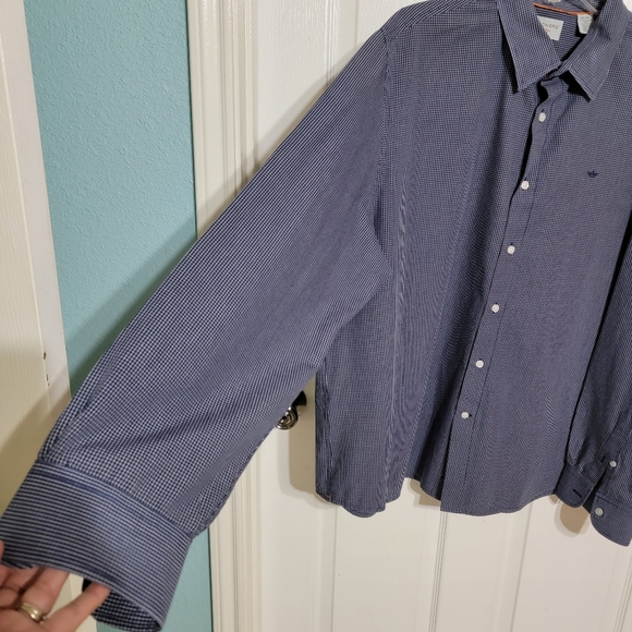 Dockers Blue & White Checkered Long Sleeve Button Up Shirt Men's Size XXL - Picture 9 of 9